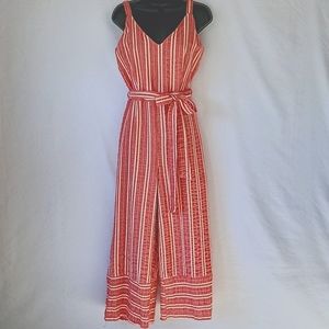 Lost + Wander Robin Striped Jumpsuit Red & White Size Medium